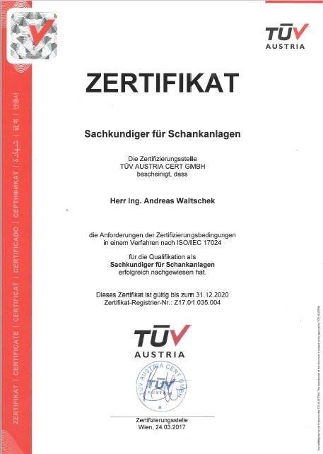 Zertifikat Schanktechnik